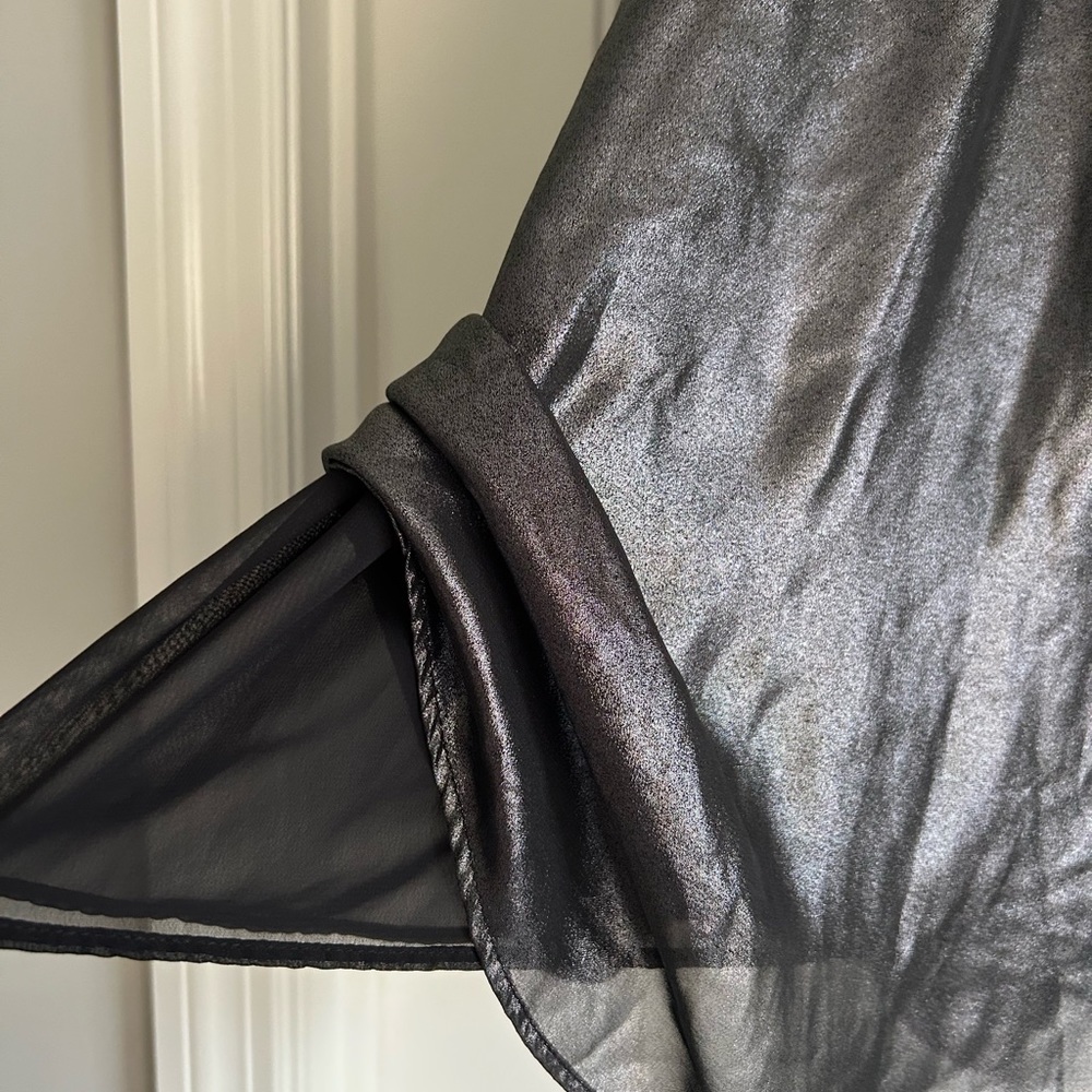 Zara Metallic Pewter Shimmer Midi Skirt - Picture 3 of 7